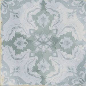 Ornamental patterned tile with intricate floral and geometric design for home renovation and outdoor paving.