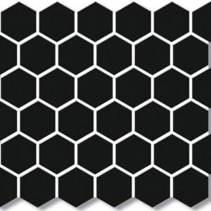 Black hexagon tiles for bathroom renovation, kitchen backsplash, or outdoor feature walls | Builders Warehouse Online.
