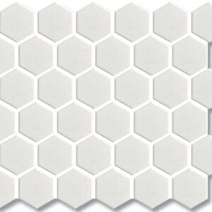 Hexagon ceramic tile white mosaic for bathroom and kitchen wall and floor decor - Builders Warehouse Online.
