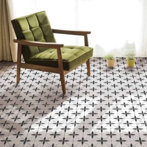 Tile Samples 40 Green velvet mid-century modern armchair with wooden frame, stylish home decor, and comfortable seating. Perfect for living rooms, lounges, or reading nooks. Durable and elegant furniture piece.