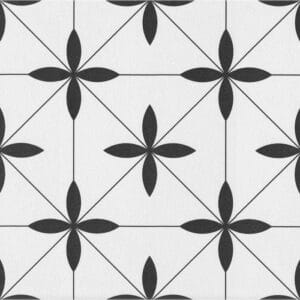 Black and white decorative patterned tiles for home renovation and flooring projects. Perfect for stylish interior design, kitchen backsplashes, or bathroom updates. Durable and easy to install.