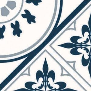 Colorful decorative ceramic tile with intricate floral and geometric patterns, ideal for bathroom and kitchen renovations. Perfect for stylish flooring and wall designs.