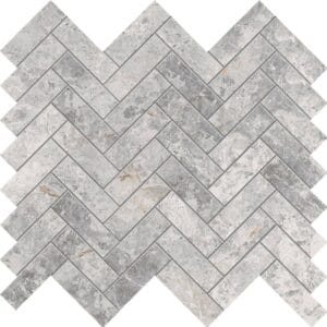 Natural Grey Stone Herringbone Tile for Indoor and Outdoor Use, Durable Stone Veneer, and DIY Wall or Floor Paving. Perfect for renovation projects.