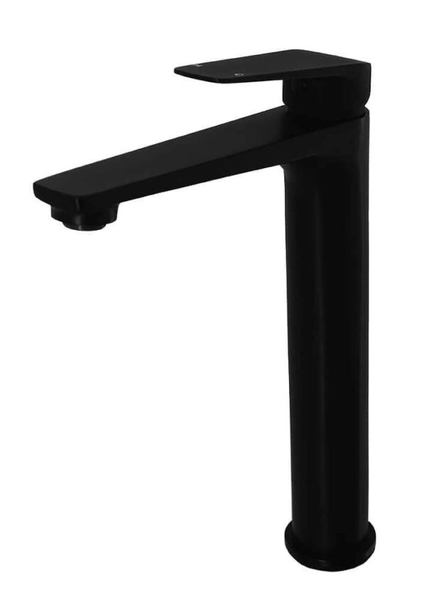 Black modern kitchen sink faucet with single lever, durable and waterproof, ideal for home renovation and DIY plumbing projects.