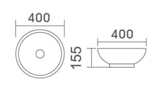 Ceramic bathroom sink with dimensions diagram, modern washbasin for bathroom renovation.
