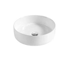 Shower Basin White Ceramic Bathroom Sink with Drain Hole for Bathroom Vanity Vanity Unit, Top-Mount or Under-Mount Installation. Ideal for modern bathroom designs and easy to clean.