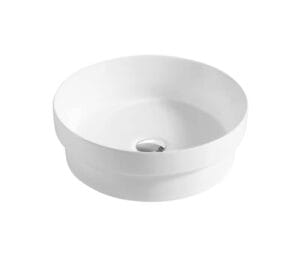 Ceramic bathroom sink, round white washbasin with smooth surface and modern design, ideal for renovation and home improvement projects, quality bathroom fixtures, stylish and functional.