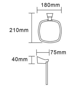 Shower mixer valve technical diagram with dimensions.