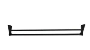 Heavy-duty steel towel rack for bathroom or kitchen, durable black finish, easy installation, ideal for organizing towels, simple and modern design for home improvement projects.