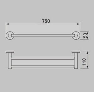 Heavy-duty towel bar with durable steel construction, 750mm length, ideal for bathroom and kitchen renovations. Perfect for modern and functional bathroom accessories.