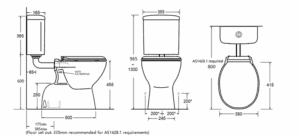Toilet with modern design, ceramic bowl, water-saving flush, suitable for bathroom renovation and plumbing supplies.