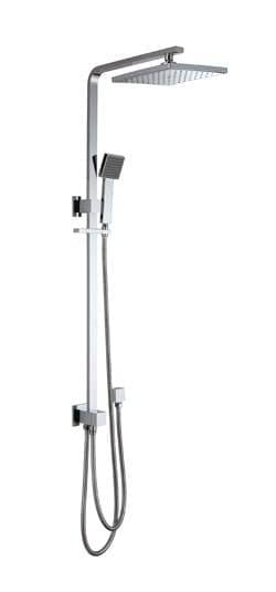 Modern chrome rainfall showerhead with adjustable handheld and wall mount for stylish bathroom upgrades.