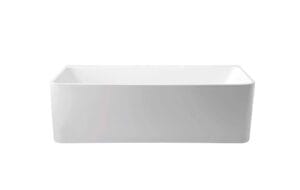 Flat white rectangular bathroom vanity sink, modern large basin, durable ceramic material, ideal for contemporary bathroom designs, easy to clean and install.