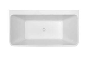 Rectangular white bathroom sink with integrated overflow and modern design for plumbing and bathroom remodeling projects.