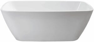 Solid white freestanding bathtub, modern oval design perfect for contemporary bathrooms, made from durable high-quality acrylic, easy to clean and install.