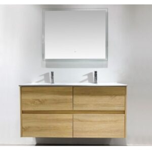 NUTRO 1200mm Wall Hung Vanity in light oak with ceramic or stone top
