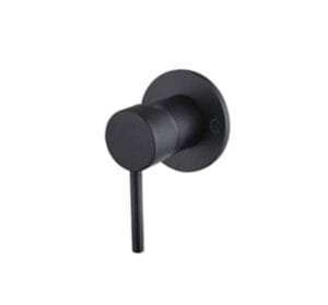 Black shower mixer valve with single lever control for modern bathroom renovations. Durable, high-quality faucet fixtures available at Builders Warehouse Online.