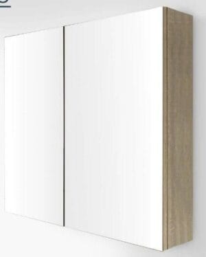 White and wood finish modern bathroom cabinet with minimalist design, perfect for home renovation and DIY projects. Ideal for stylish storage solutions in bathrooms and kitchens.