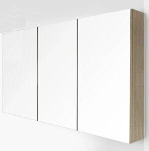 White modern wardrobe with wooden side panel and sleek black handles, ideal for bedroom storage solutions.