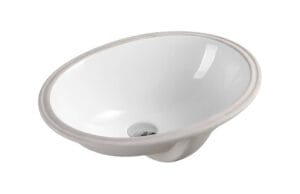 Sintered porcelain bathroom sink with a smooth, oval design, ideal for modern bathroom renovations and DIY plumbing projects. Durable and stylish for home improvement.