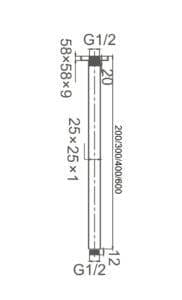 Flexible shower hose plumbing component with G1/2 connectors, 2000mm length, suitable for bathroom renovation and repair. Durable stainless steel for reliable showerhead performance.