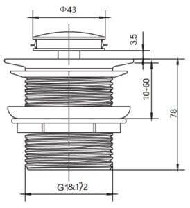 Gasket and pipe thread technical drawing for plumbing installation, showcasing durable sealing components for reliable plumbing solutions at Builders Warehouse Online.