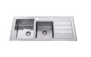 IMPACT Double Bowl Sink with Tap Hole and Drainer