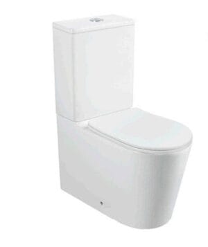 White modern close-coupled toilet with dual-flush system, ideal for bathroom upgrades and renovations.