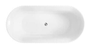 Free-standing white bathtub with a textured rim, ideal for modern bathroom renovations and DIY home improvements.