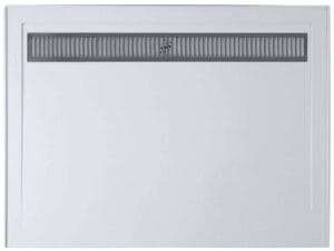 White wall-mounted electric heater with front vent design, ideal for home or office heating solutions. Durable and energy-efficient heater for optimal comfort and warmth.