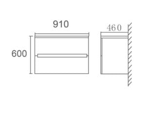 2. Detailed technical drawing of a modern kitchen cabinet with precise dimensions for woodworking and renovation projects.