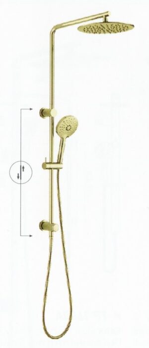 KENZO Round Multifunction Shower Rail in Brushed Brass