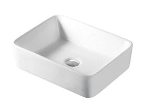 Ceramic bathroom sink, rectangular undermount porcelain basin, modern kitchen and vanity washbasin, durable and stylish sanitary fixture.