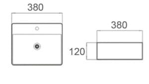 Rectangular bathroom vanity with dimensions 380mm x 120mm, ideal for modern kitchen or bathroom renovations, available from Builders Warehouse Online.
