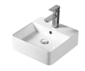 Modern white bathroom sink with chrome faucet, ideal for home renovation and bathroom upgrades, available at Builders Warehouse Online.