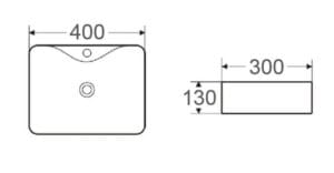 Square bathroom sink with 400mm width and 300mm depth, ideal for modern bathroom renovations. Made from high-quality ceramic for durability and style. Perfect for DIY and professional projects.