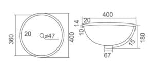 Round shower base with detailed dimensions, ideal for bathroom renovations and plumbing projects. Perfect for durable, high-quality bathroom fixtures available at Builders Warehouse Online.