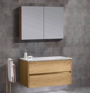 Front view of NUTRO 750mm Wall Hung Vanity with ceramic top