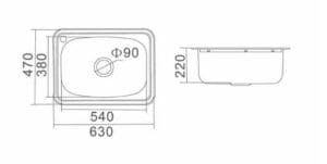 Premium stainless steel kitchen sink with 540mm width and 470mm depth, featuring a 90mm drain hole for modern kitchen renovations.
