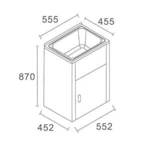 Industrial laundry sink with dimensions, durable utility sink for commercial and residential use, quality stainless steel laundry basin by Builders Warehouse Online.