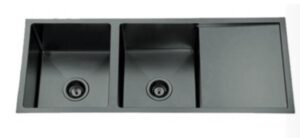 NIXON Double Bowl Undermount Sink with Drainer - Gun Metal