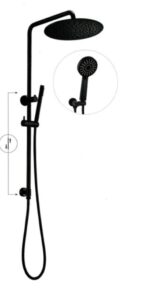 CURO Multifunction Shower Rail Matte Black Round Handpiece
