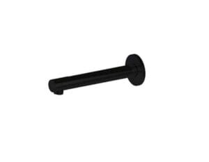 Black metal security door handle with round base for building hardware and home improvement projects.