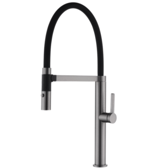 ROMEO Sink Mixer in Gun Metal with Black Hose