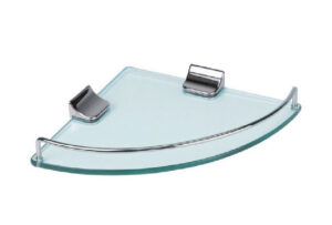 Corner Glass Shelf with Chrome Brackets