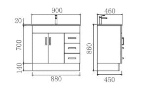 Custom kitchen cabinet blueprint with detailed dimensions for builders and homeowners.