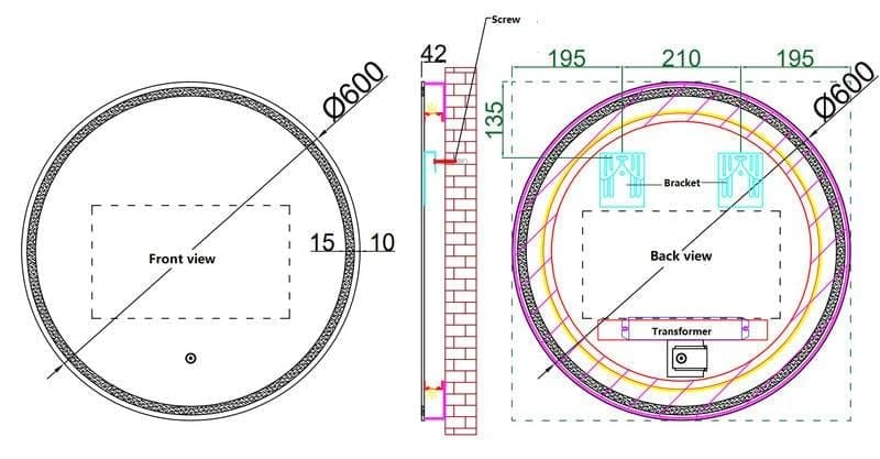1. Detailed technical drawing of a circular transformer foundation with precise measurements and structural components for construction projects.