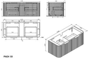 High-quality custom-built outdoor BBQ and firepit unit for gardens, patios, and entertainment areas, featuring detailed dimensions and modern design elements for outdoor living.