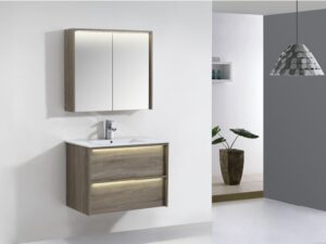 NEON 900mm wall hung vanity in floating modern bathroom design - Builders Warehouse Online