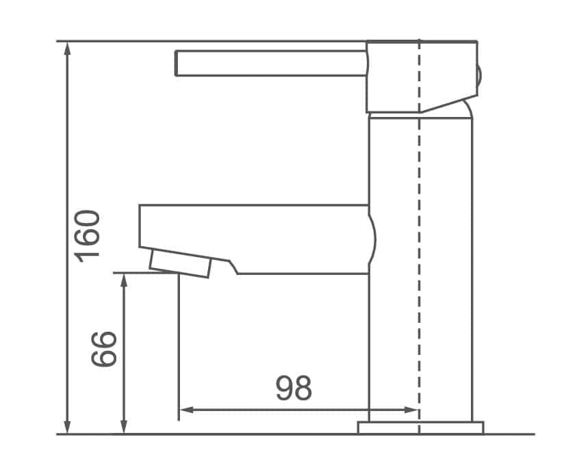 Light duty kitchen or bathroom sink faucet with dimensions for installation and plumbing fixtures. Suitable for home renovation projects, DIY plumbing, or professional bathroom and kitchen upgrades.